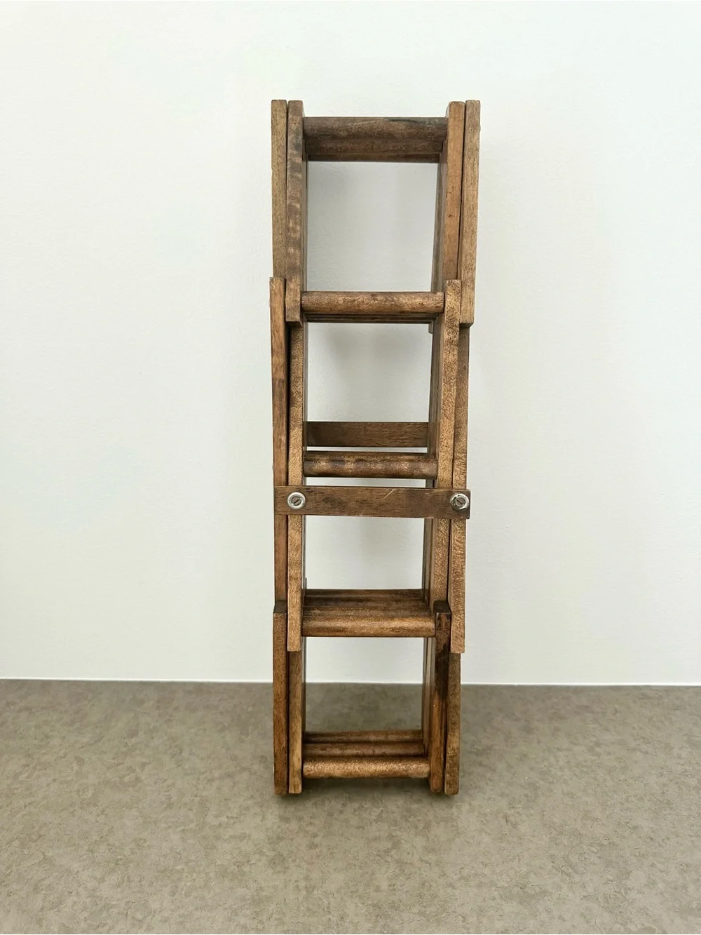 Vintage Wooden Accordian Style Foldable Towel or Large 8 Bottle Wine Rack 23“